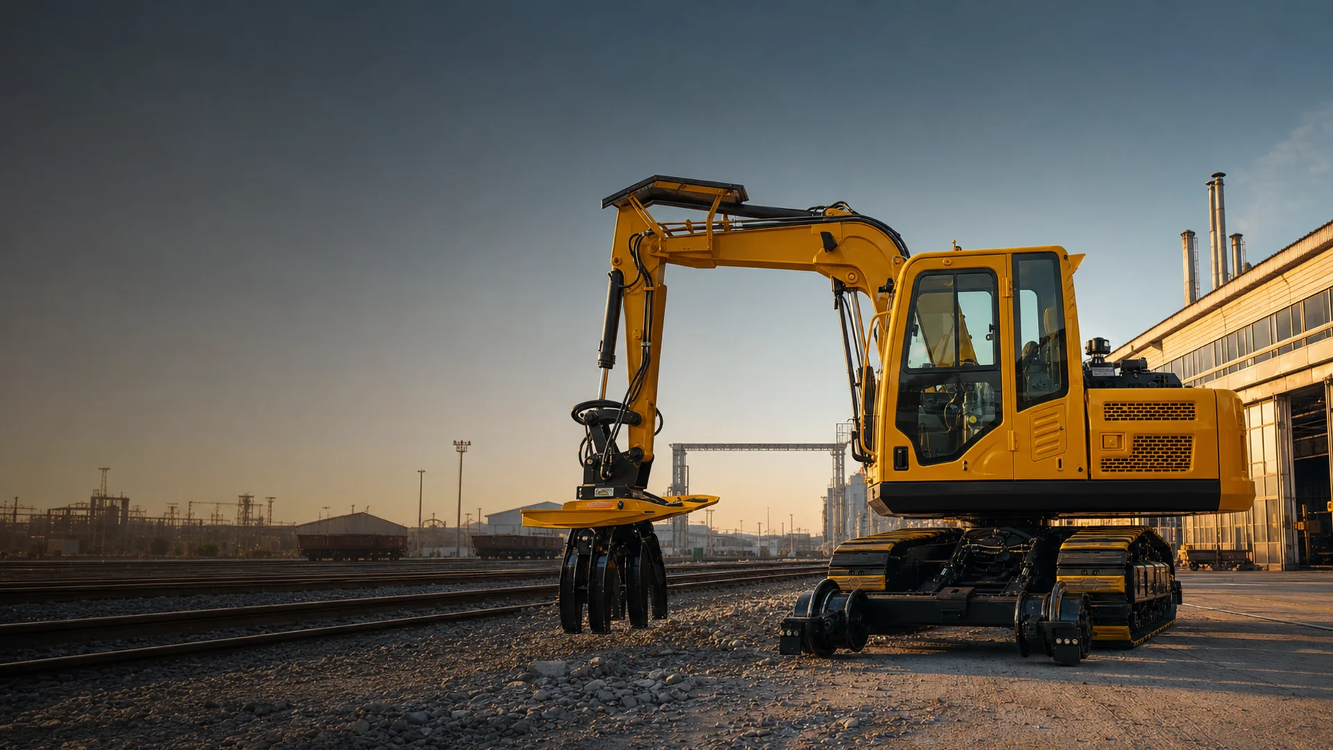 JG80LT sleeper replacer hi-rail machine on railway track maintenance work in Brazil